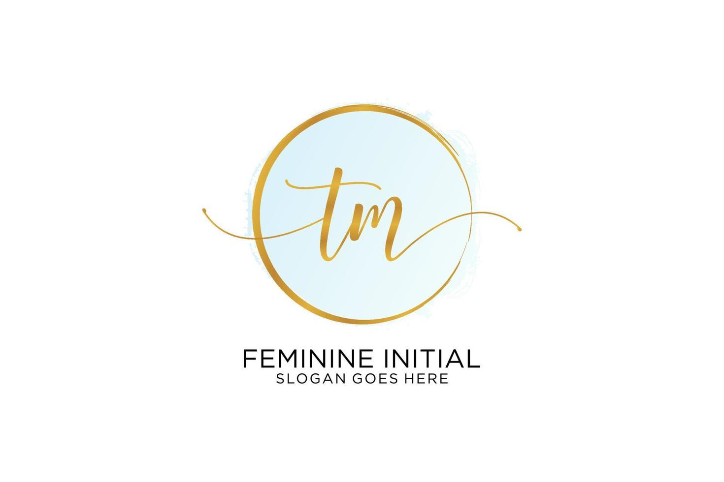 Initial TM handwriting logo with circle template vector signature, wedding, fashion, floral and botanical with creative template.