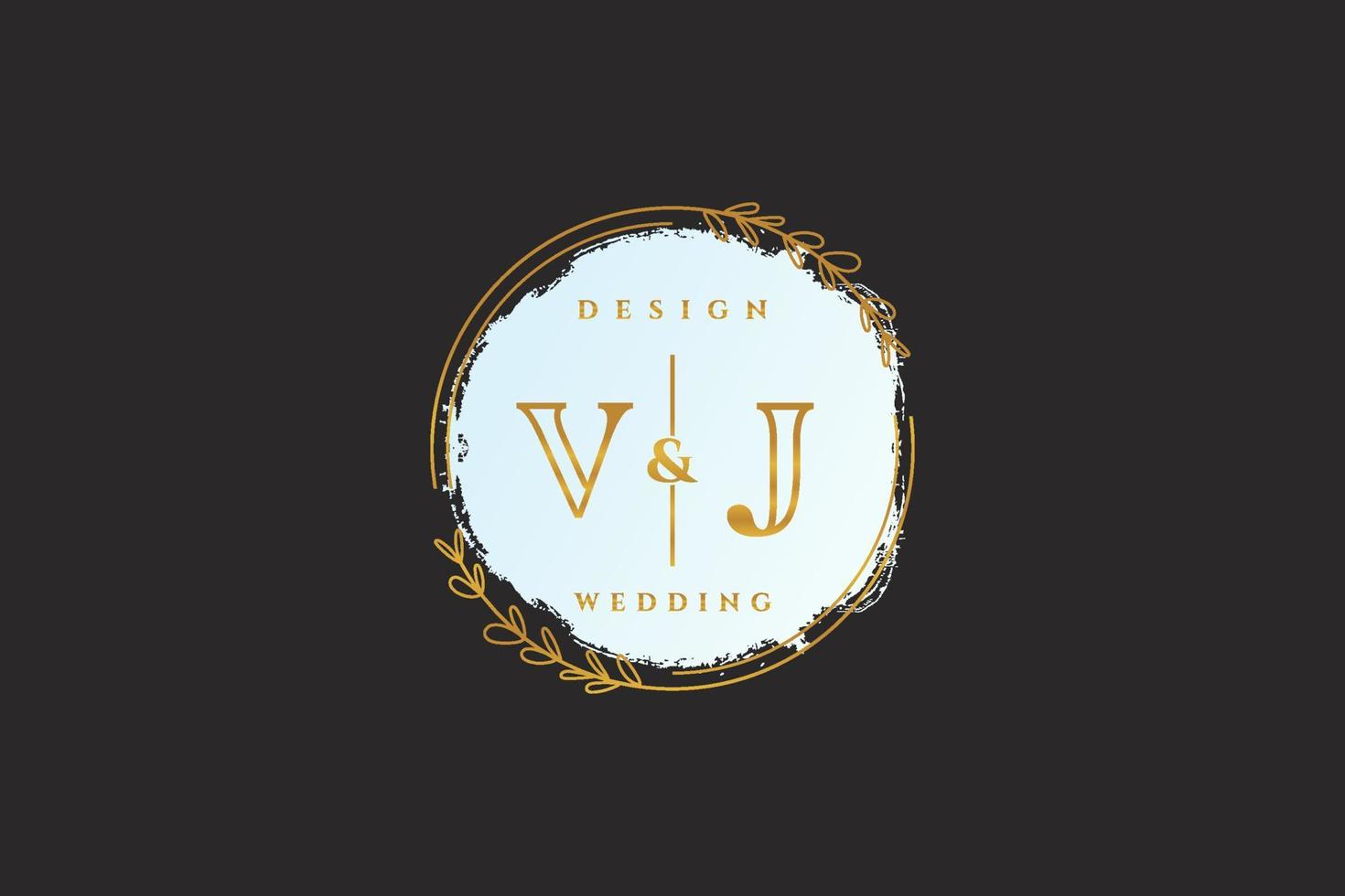 Initial VJ beauty monogram and elegant logo design handwriting logo of initial signature, wedding, fashion, floral and botanical with creative template. vector