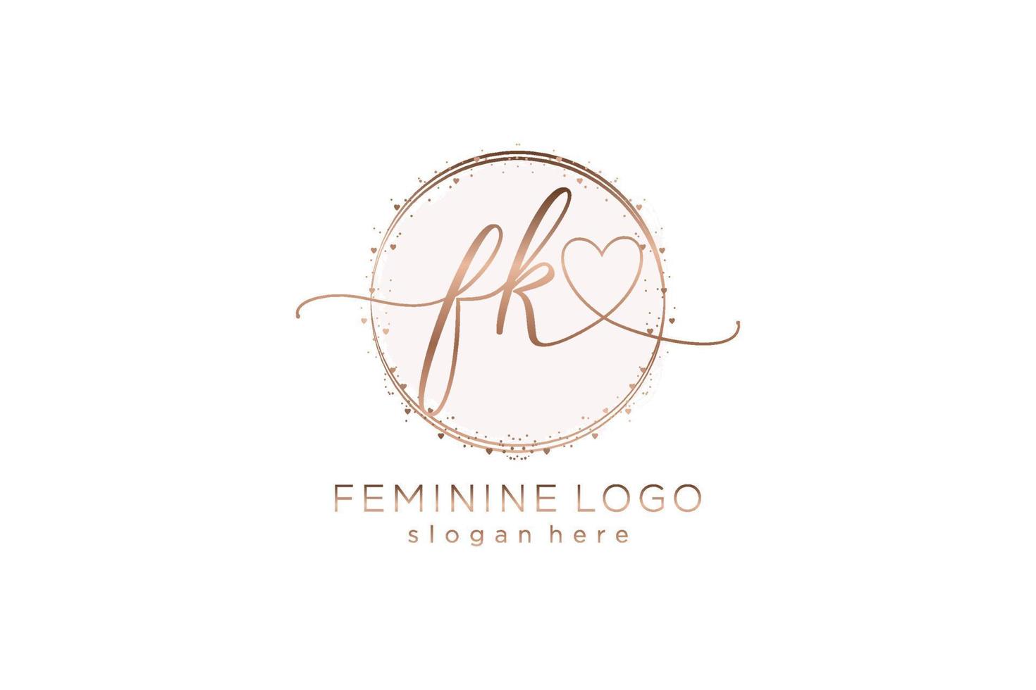 Initial FK handwriting logo with circle template vector logo of initial wedding, fashion, floral and botanical with creative template.