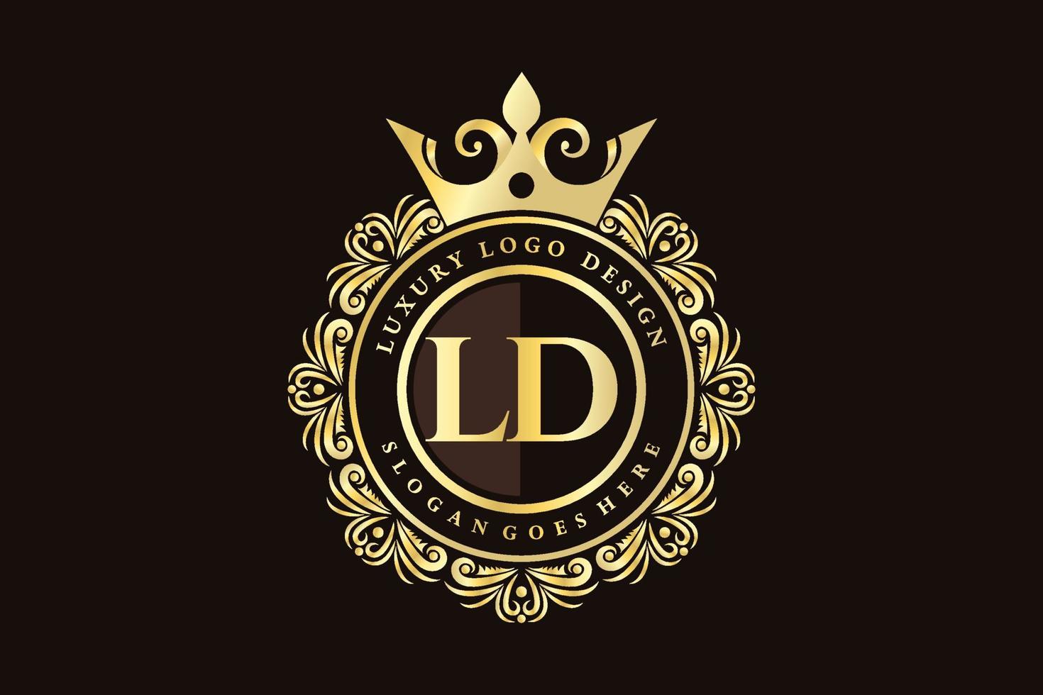 ld letra inicial oro caligráfico femenino floral dibujado a mano monograma heráldico antiguo estilo vintage diseño de logotipo de lujo vector premium