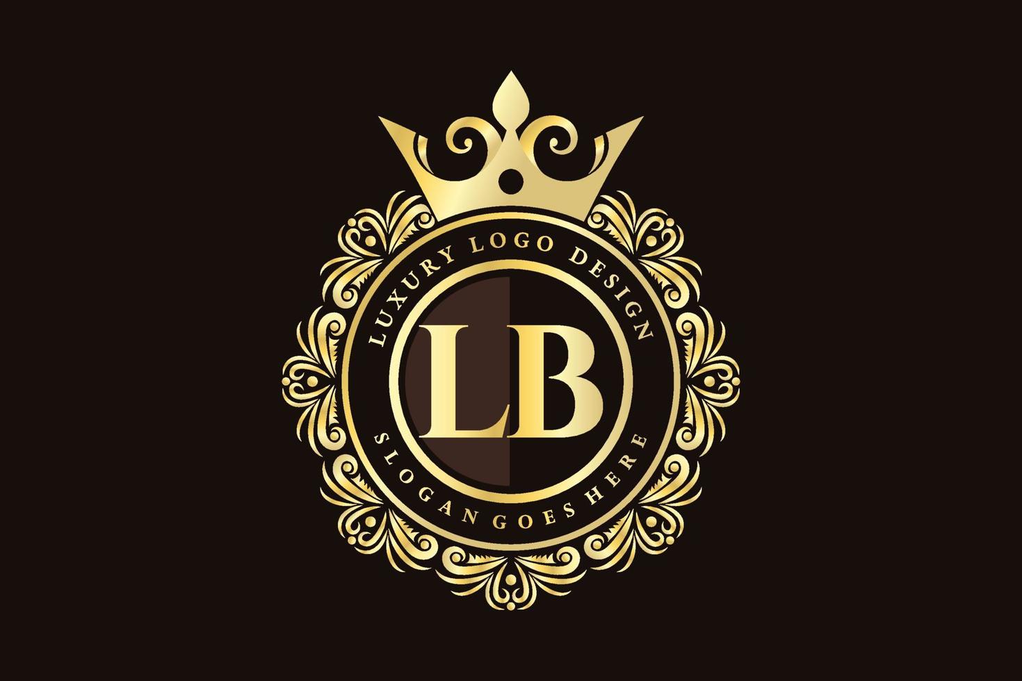 LB Initial Letter Gold calligraphic feminine floral hand drawn heraldic monogram antique vintage style luxury logo design Premium Vector