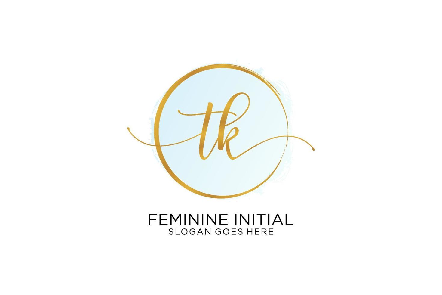 Initial TK handwriting logo with circle template vector signature, wedding, fashion, floral and botanical with creative template.