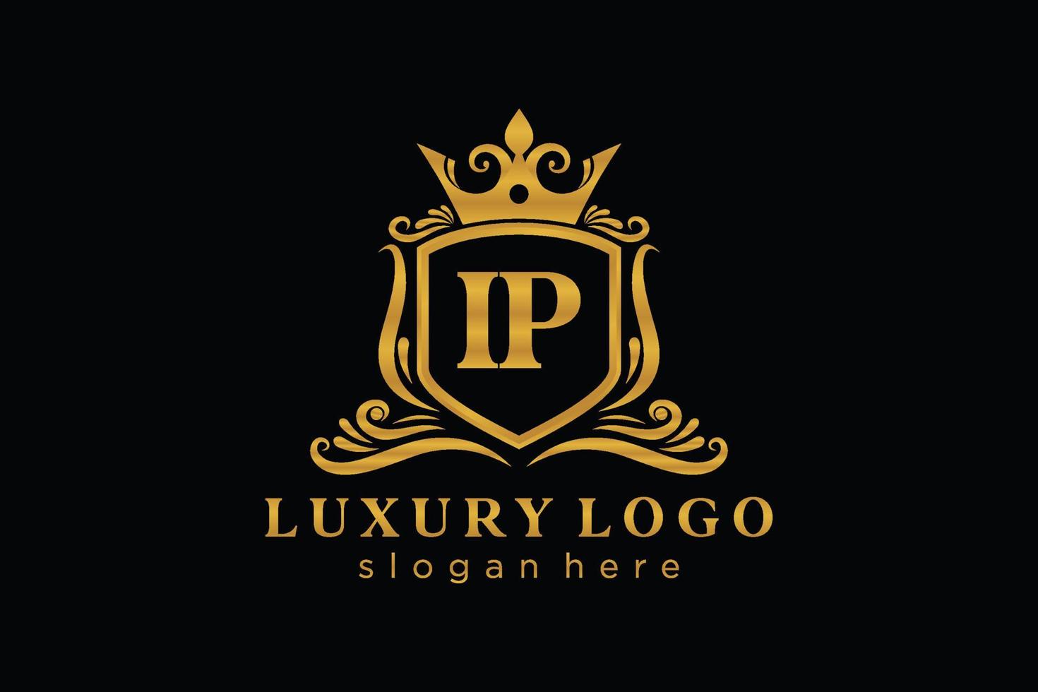 Initial IP Letter Royal Luxury Logo template in vector art for Restaurant, Royalty, Boutique, Cafe, Hotel, Heraldic, Jewelry, Fashion and other vector illustration.