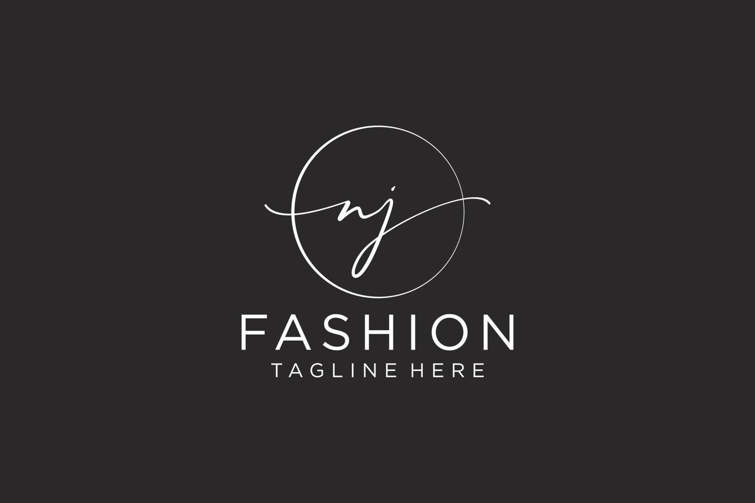 initial NJ Feminine logo beauty monogram and elegant logo design, handwriting logo of initial signature, wedding, fashion, floral and botanical with creative template. vector