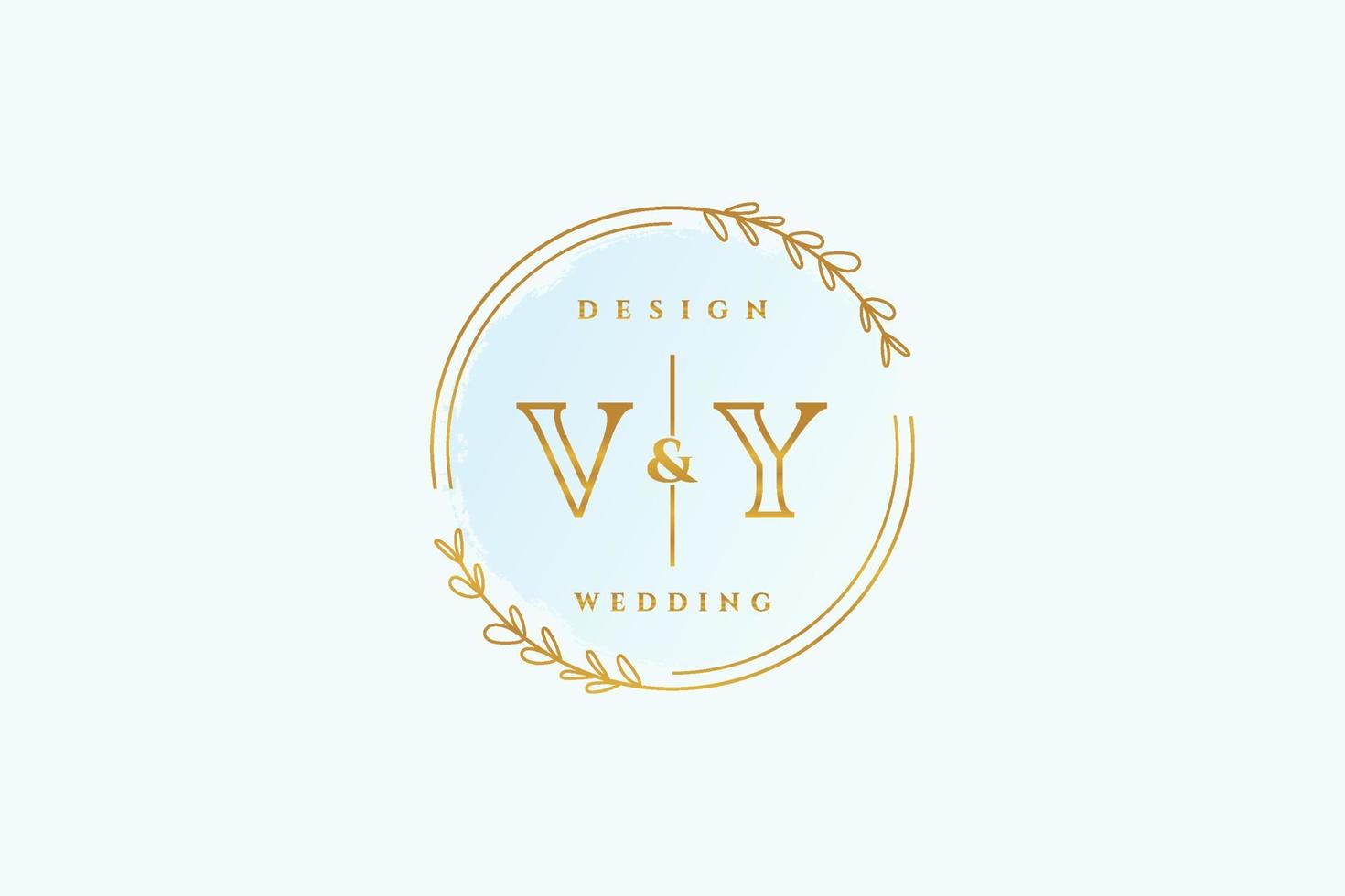 Initial VY beauty monogram and elegant logo design handwriting logo of initial signature, wedding, fashion, floral and botanical with creative template. vector