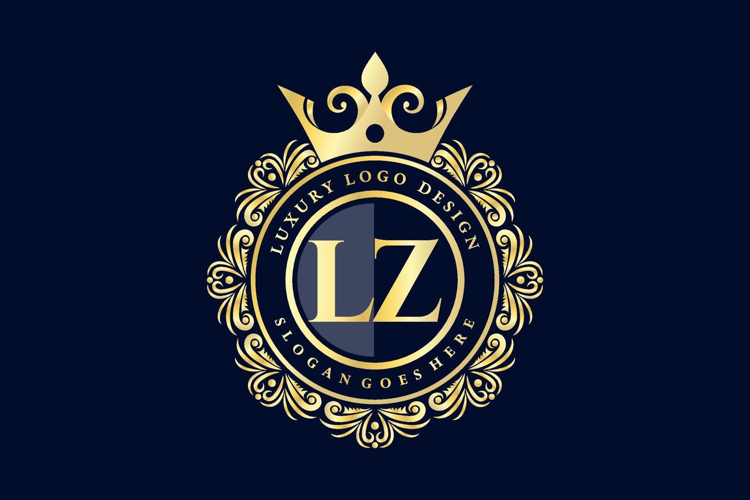 lz letra inicial oro caligráfico femenino floral dibujado a mano monograma heráldico antiguo estilo vintage diseño de logotipo de lujo vector premium