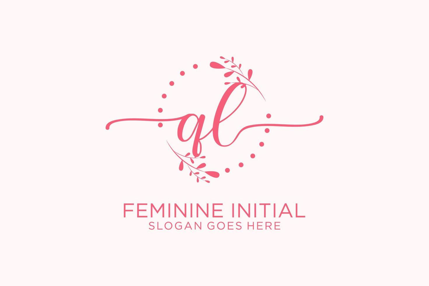 Initial QL beauty monogram and elegant logo design handwriting logo of initial signature, wedding, fashion, floral and botanical with creative template. vector