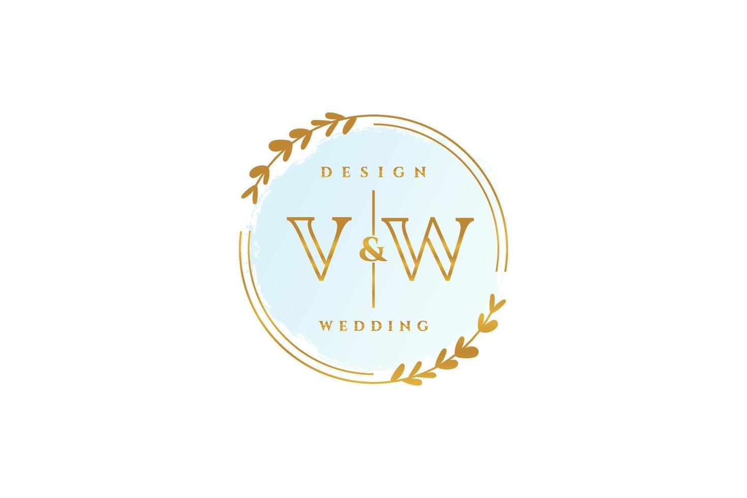 Initial VW beauty monogram and elegant logo design handwriting logo of initial signature, wedding, fashion, floral and botanical with creative template. vector