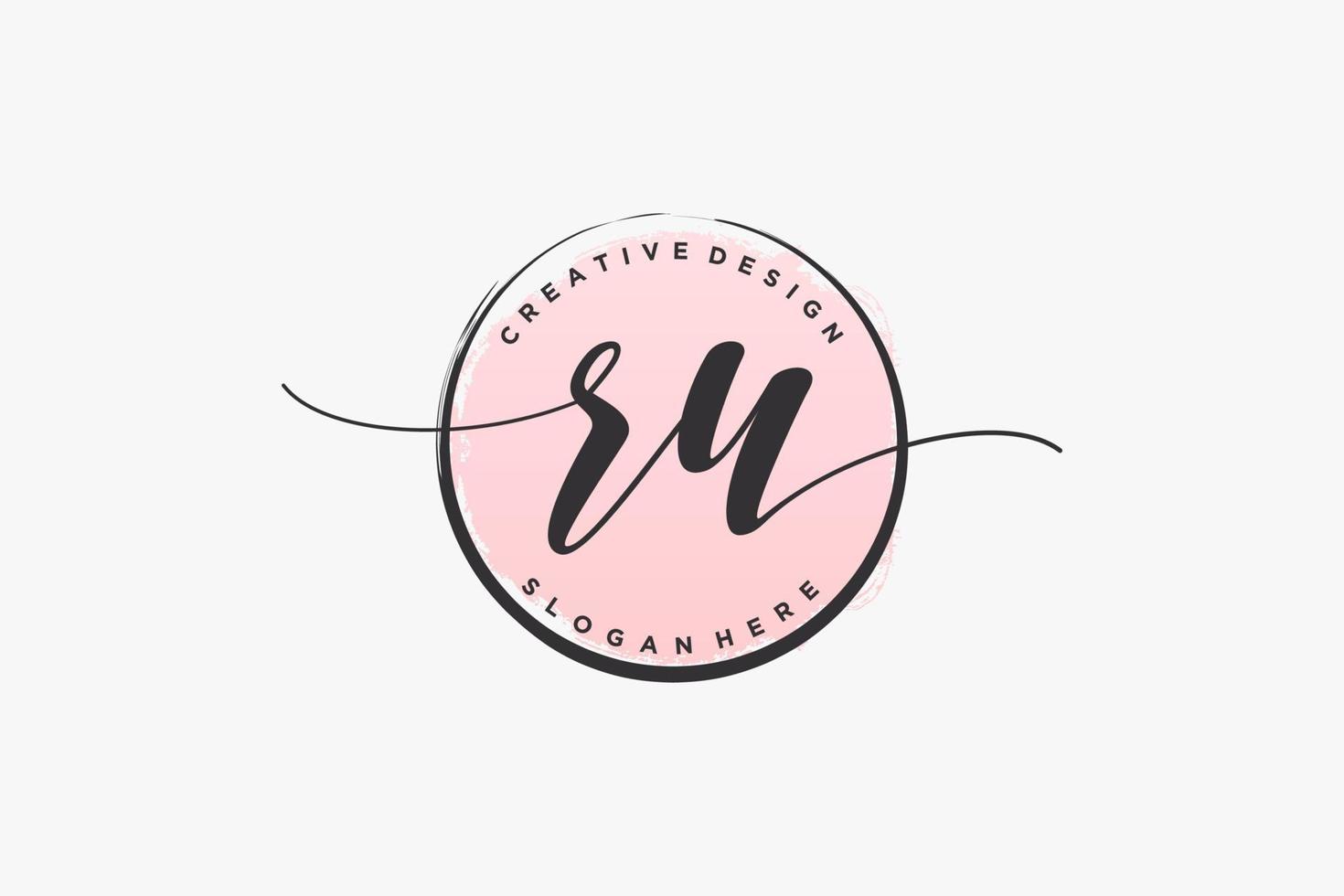 Initial RU handwriting logo with circle template vector signature, wedding, fashion, floral and botanical with creative template.