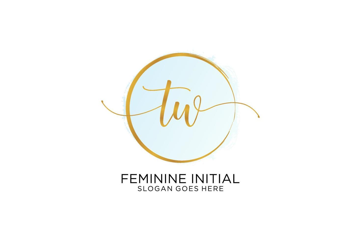 Initial TW handwriting logo with circle template vector signature, wedding, fashion, floral and botanical with creative template.