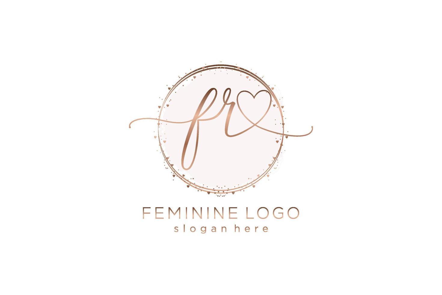 Initial FR handwriting logo with circle template vector logo of initial wedding, fashion, floral and botanical with creative template.