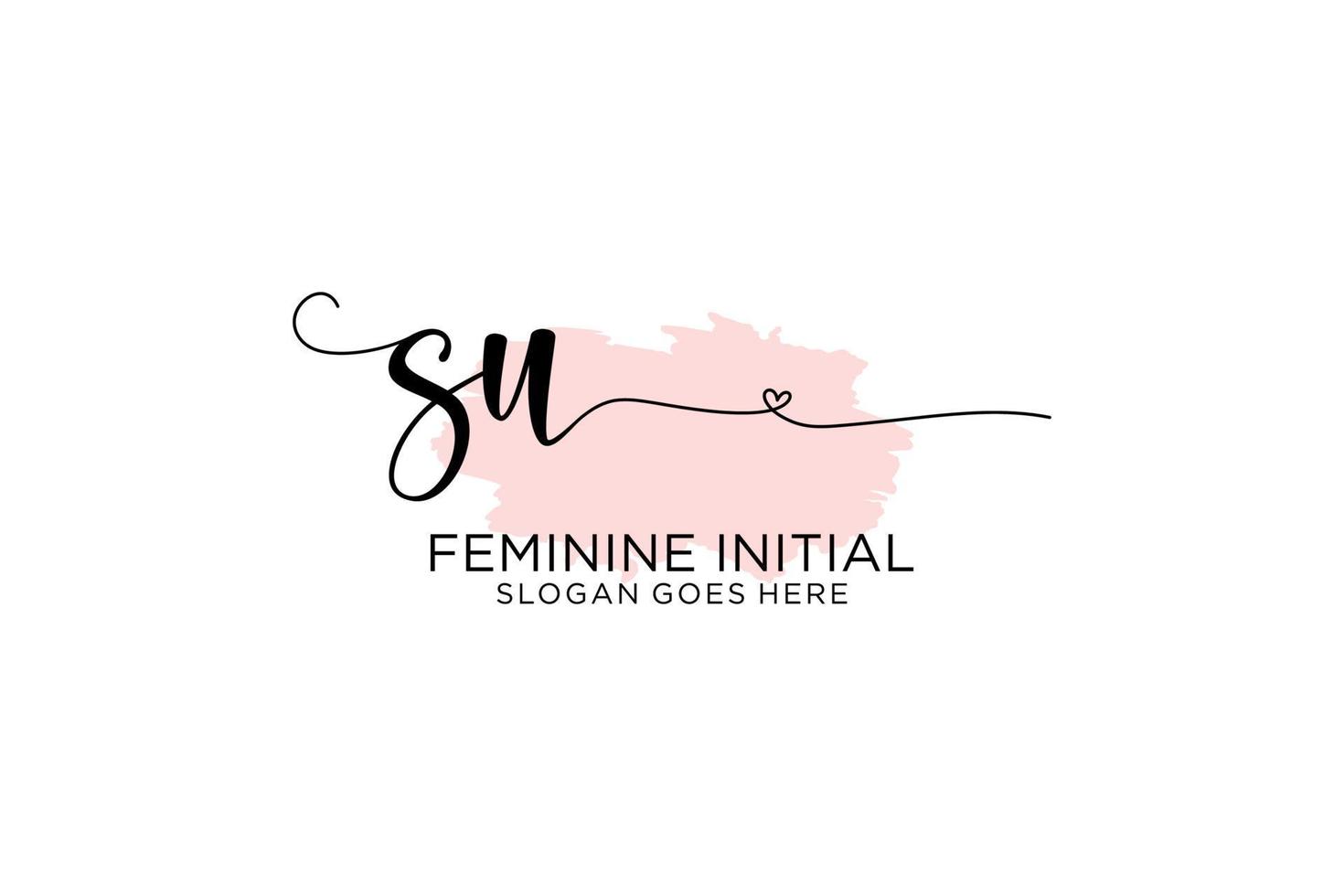 Initial SU beauty monogram and elegant logo design handwriting logo of initial signature, wedding, fashion, floral and botanical with creative template. vector