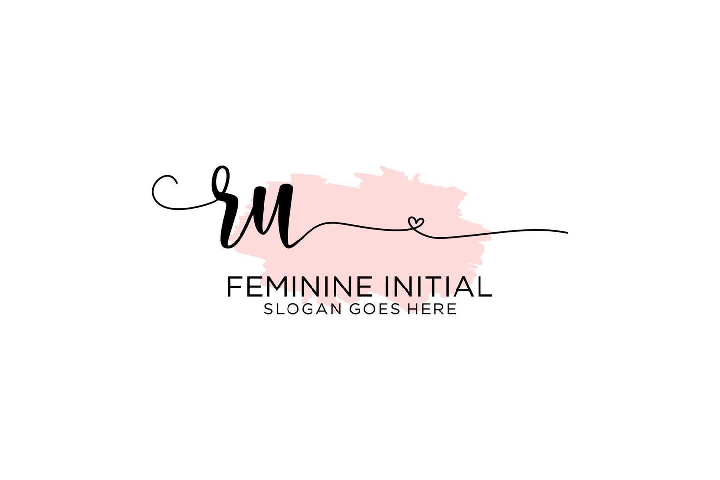 Initial RU beauty monogram and elegant logo design handwriting logo of initial signature, wedding, fashion, floral and botanical with creative template. vector