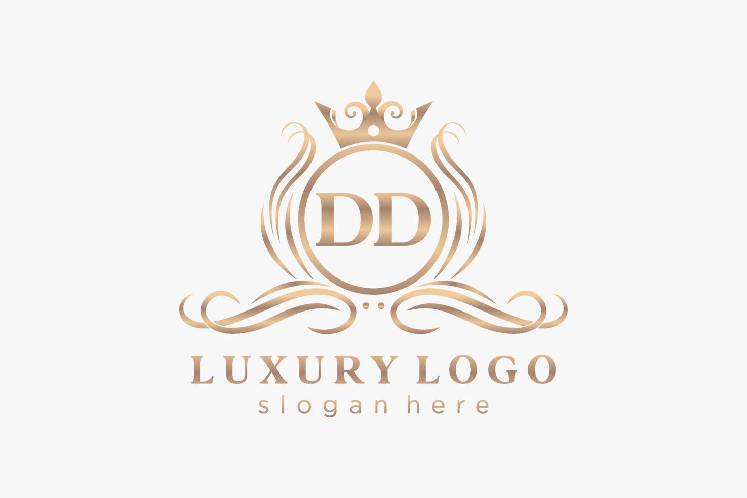 Initial DD Letter Royal Luxury Logo template in vector art for Restaurant, Royalty, Boutique, Cafe, Hotel, Heraldic, Jewelry, Fashion and other vector illustration.