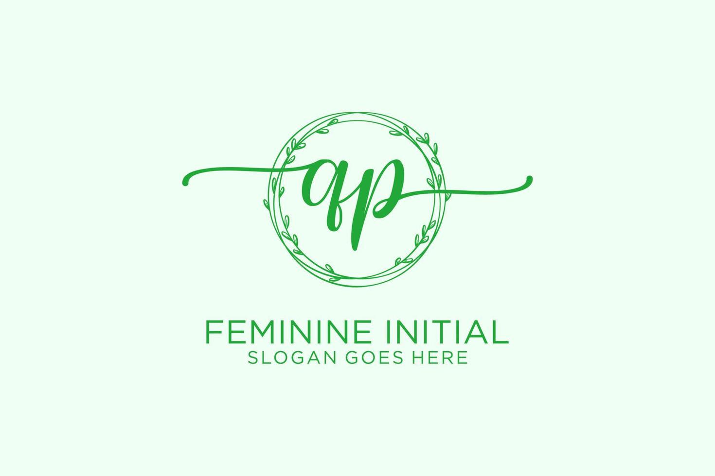 Initial QP beauty monogram and elegant logo design handwriting logo of initial signature, wedding, fashion, floral and botanical with creative template. vector
