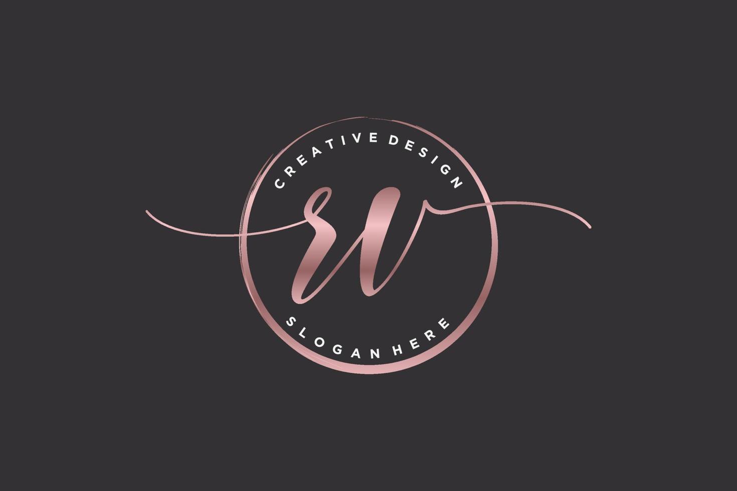 Initial RV handwriting logo with circle template vector signature, wedding, fashion, floral and botanical with creative template.