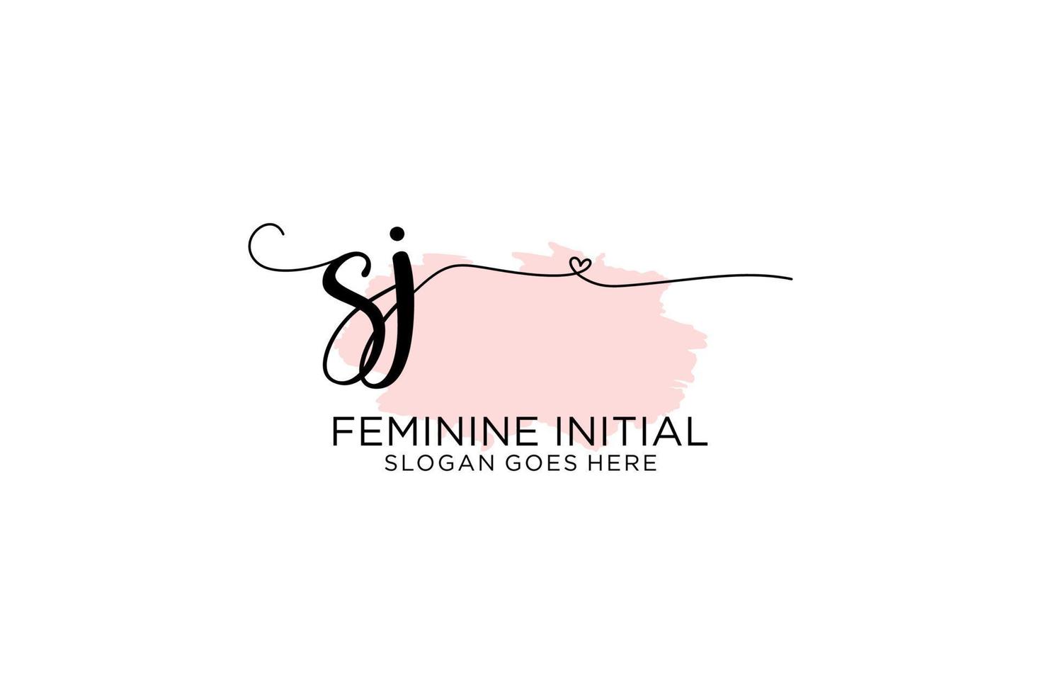 Initial SJ beauty monogram and elegant logo design handwriting logo of initial signature, wedding, fashion, floral and botanical with creative template. vector
