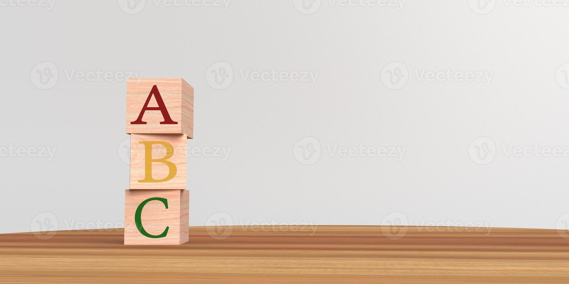 A b c font word alphabet cube block wooden copy space decoration symbol economy business idea financial marketing saving tax fund wealth credit investment education toy child kid classroom.3d render photo