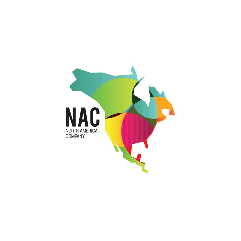 símbolo de diseño de logotipo de mapas de américa del norte colorido abstracto vector