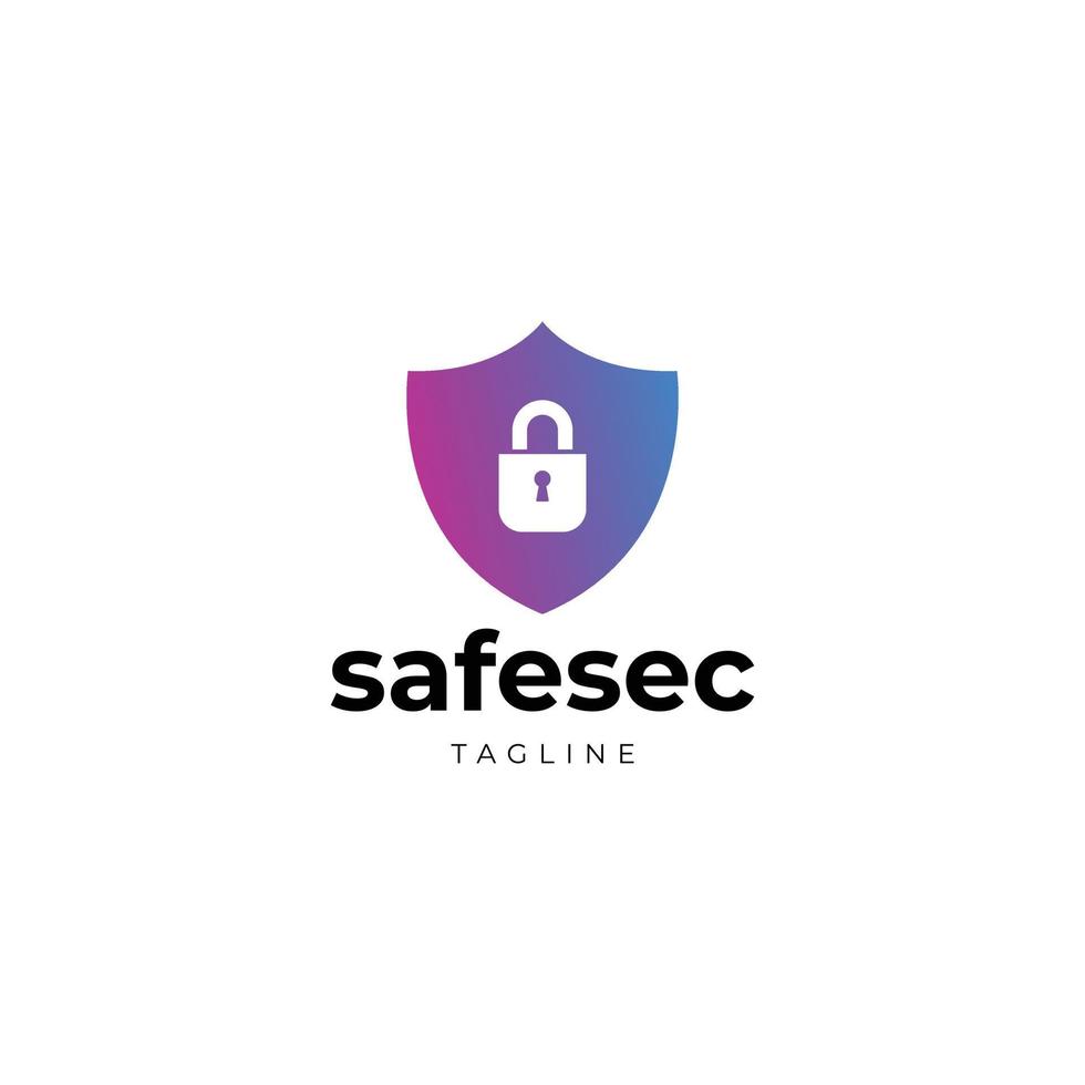 Safe Secure Shield With Padlock Logo Sign Symbol Icon vector