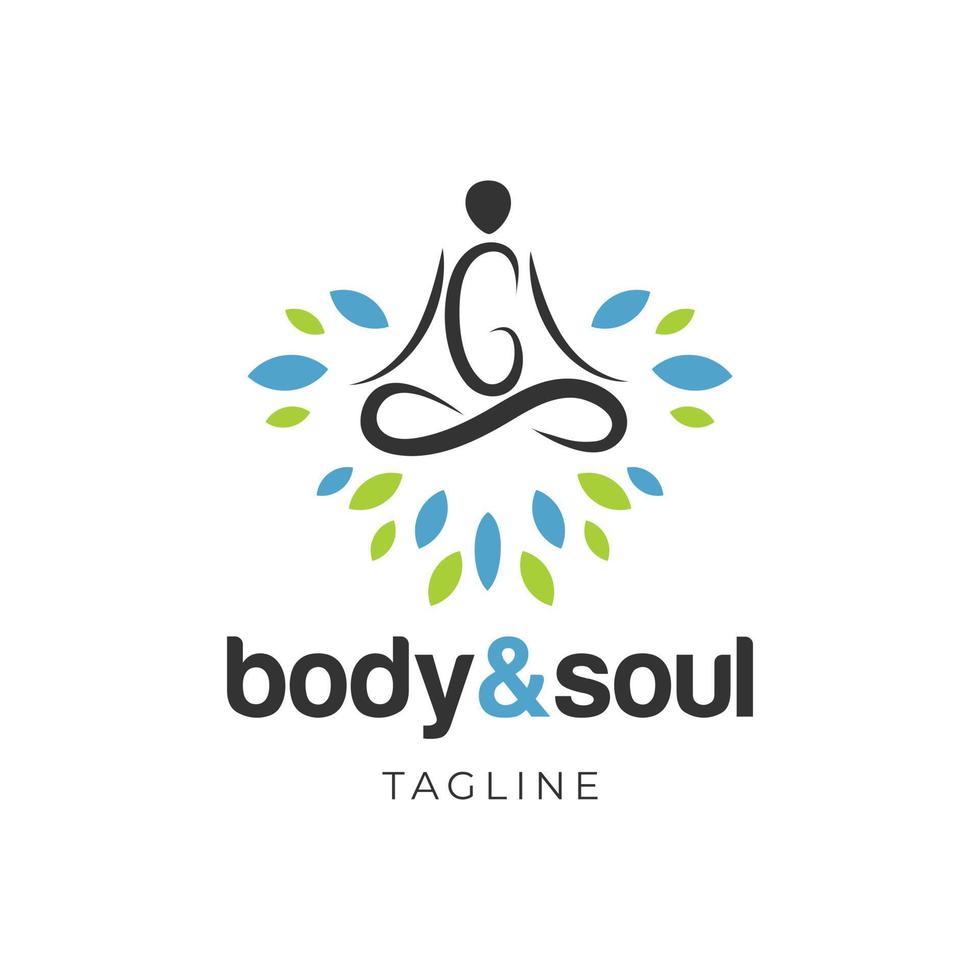 cuerpo y alma meditación logotipo signo símbolo logotipo vector