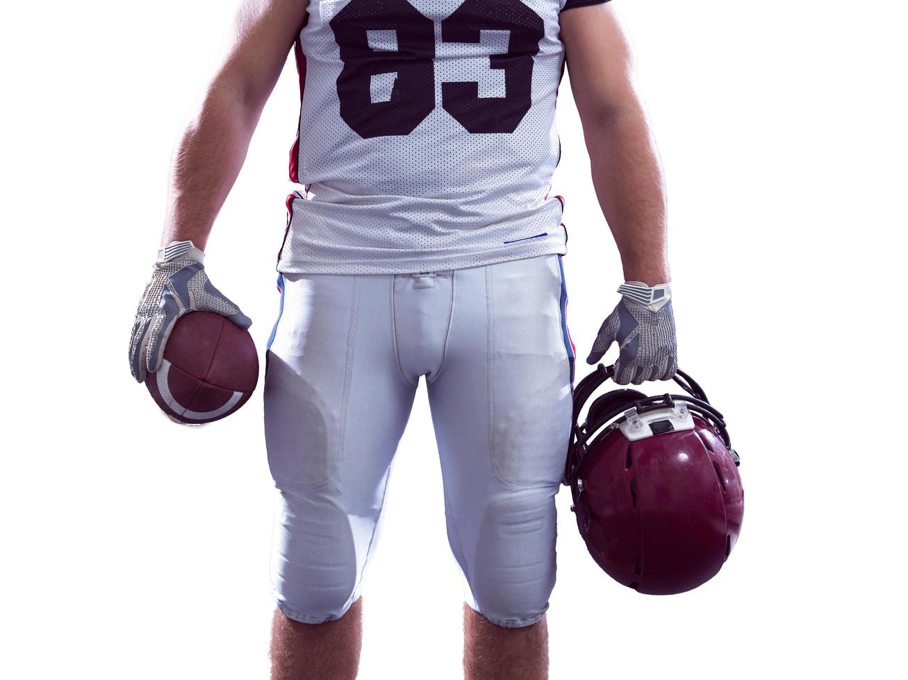 closeup American Football Player isolated on white photo