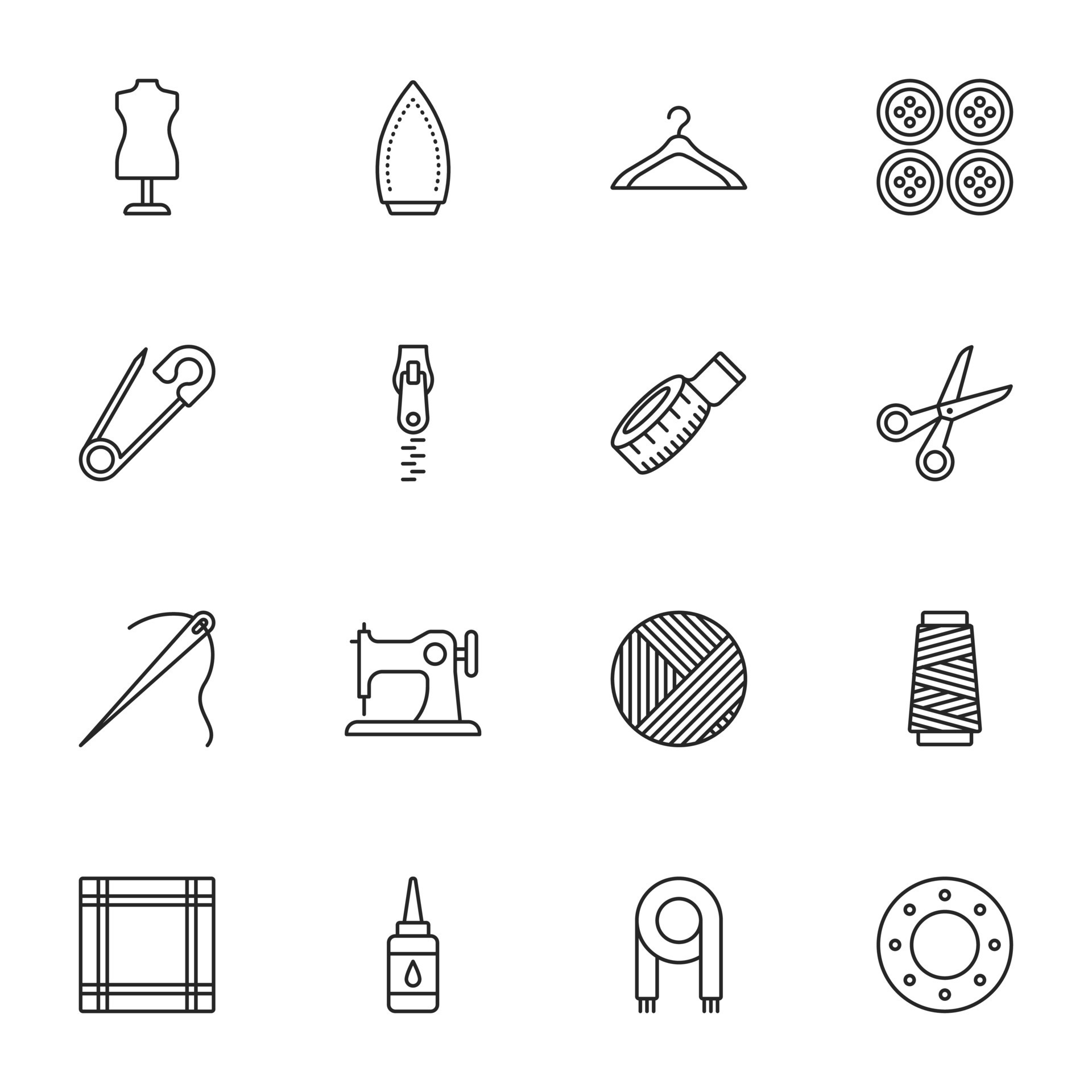 Sewing Line Icon Set Vector 12713510 Vector Art at Vecteezy