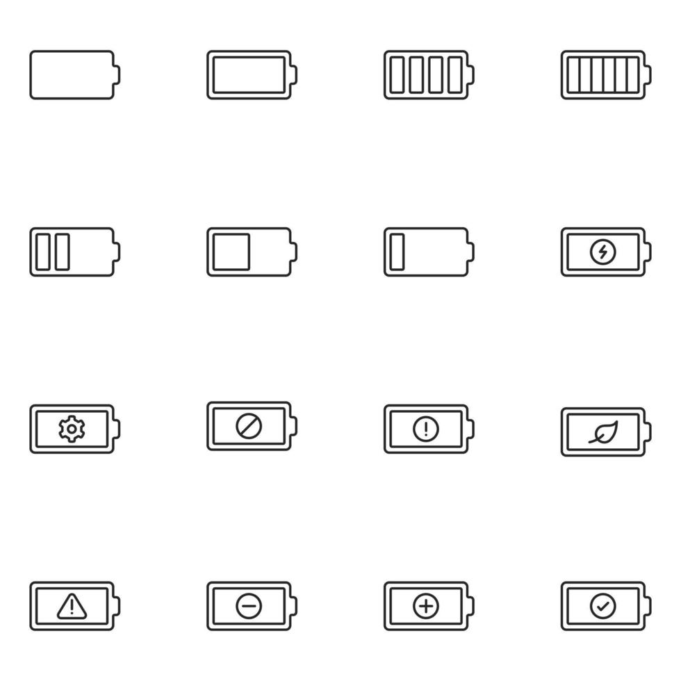 vector de conjunto de iconos de línea de batería