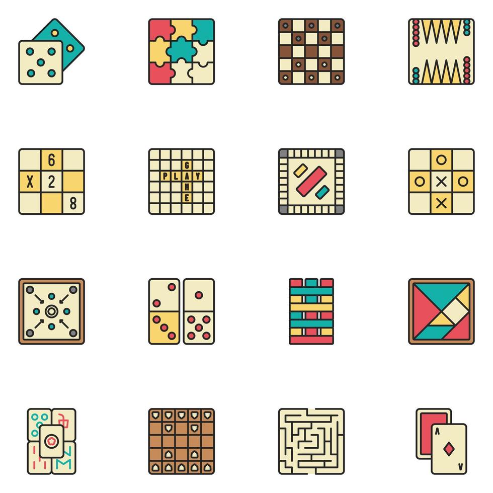 Board Game Filled Line Icon Set vector