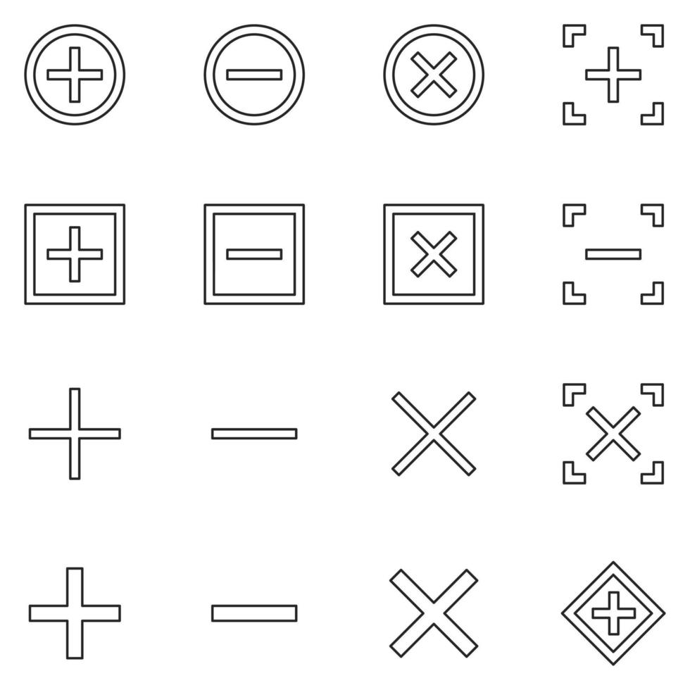 Add and Remove Line Icon Set vector