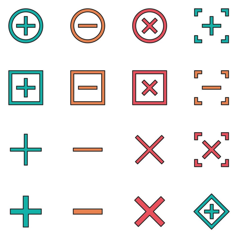 Add and Remove Filled Line Icon Set vector