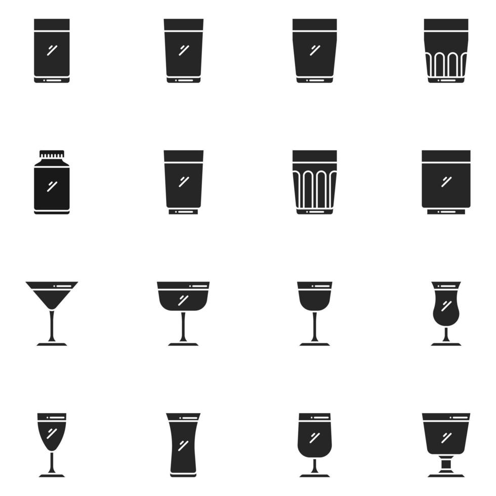 Glass Glyph Icon Set Vector