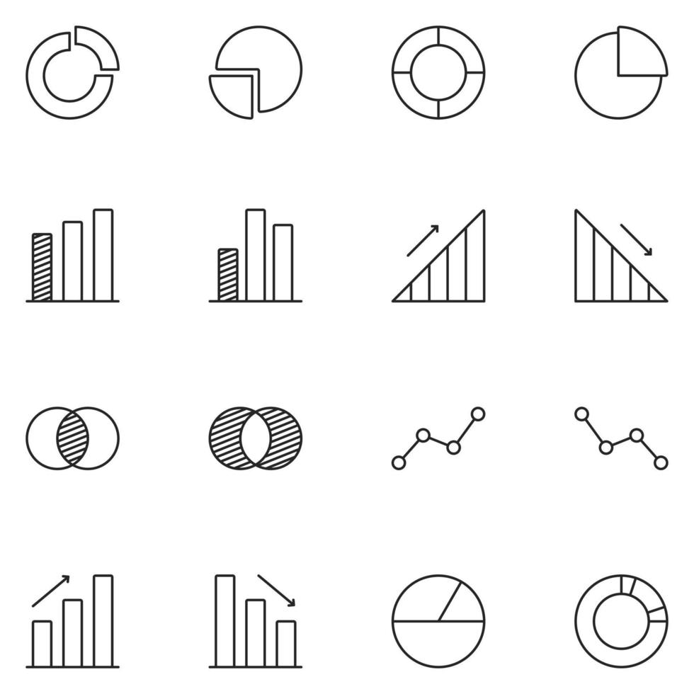 Graph and Chart Line Icon Set vector