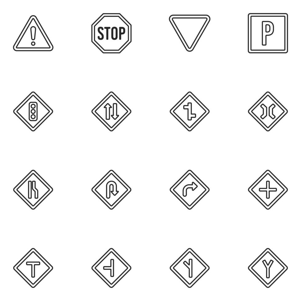 conjunto de iconos de línea de señal de tráfico vector