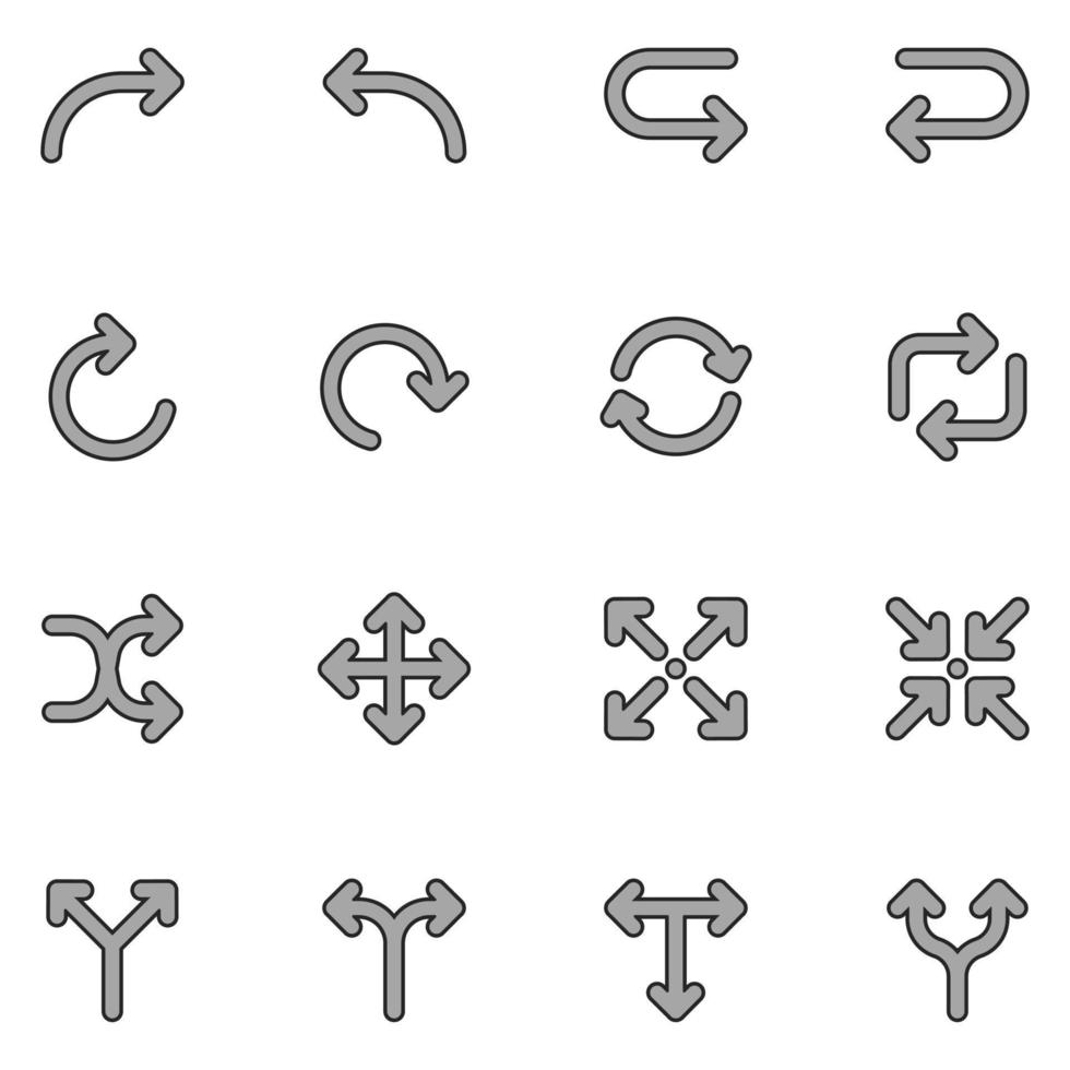 conjunto de iconos de línea de flechas. aislado sobre fondo blanco vector