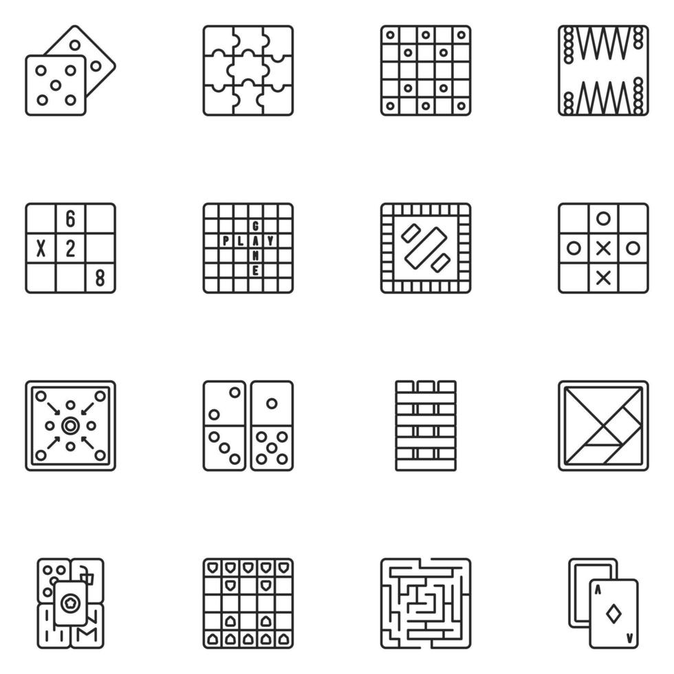 Board Game Line Icon Set vector