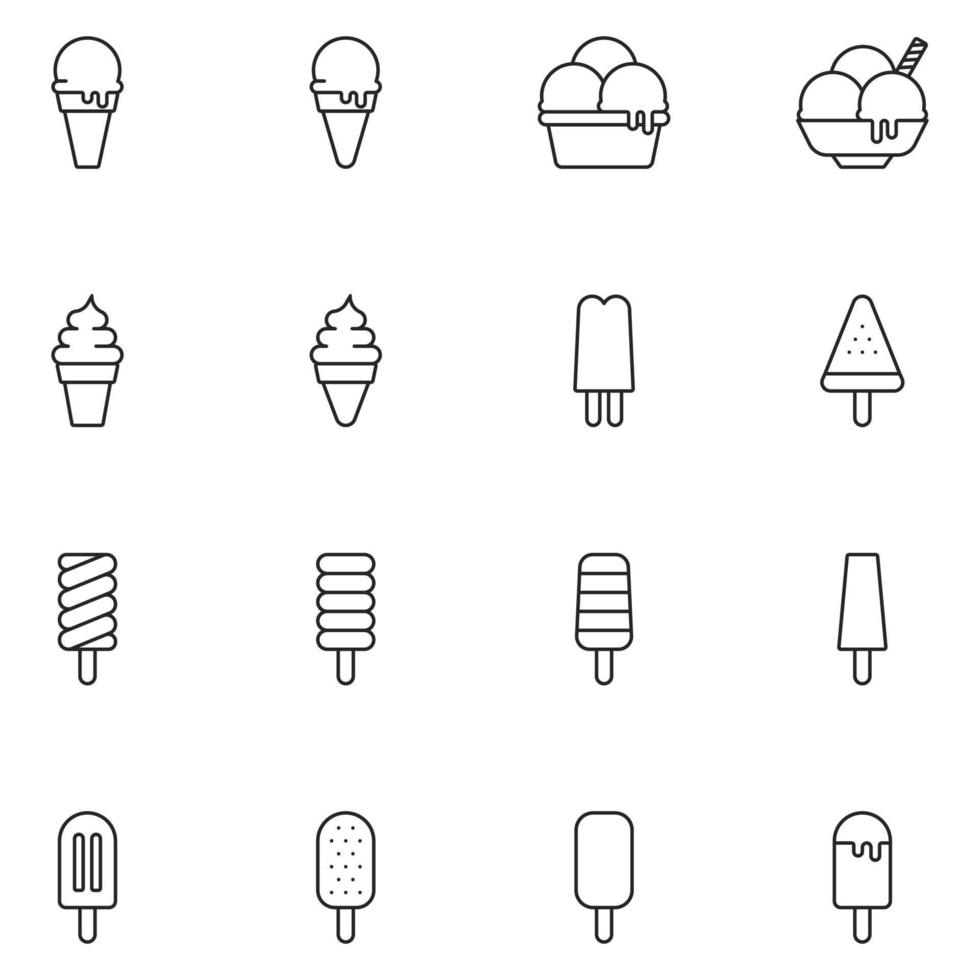 Ice Cream Line Icon Set vector