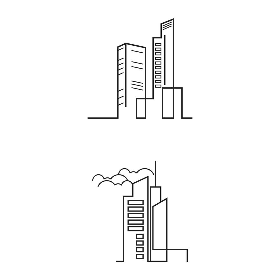horizonte de la ciudad, ilustración de vector de silueta de ciudad en diseño plano