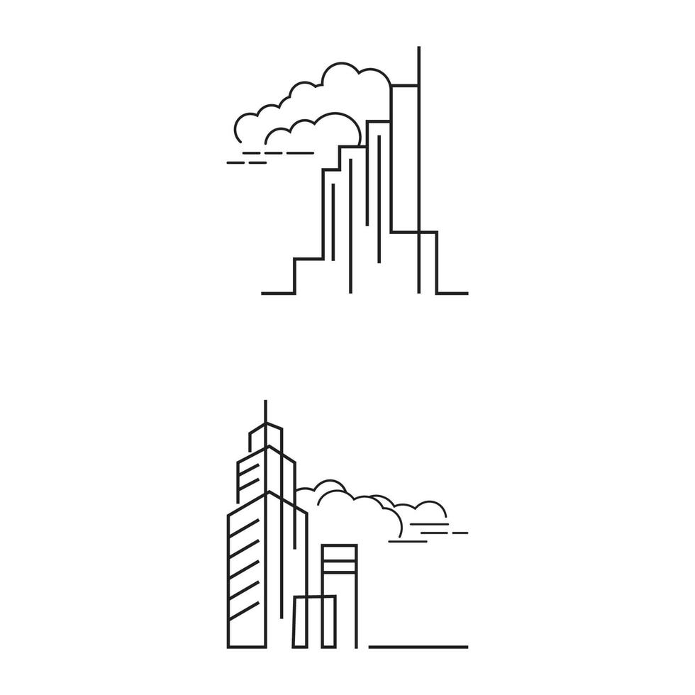 horizonte de la ciudad, ilustración de vector de silueta de ciudad en diseño plano