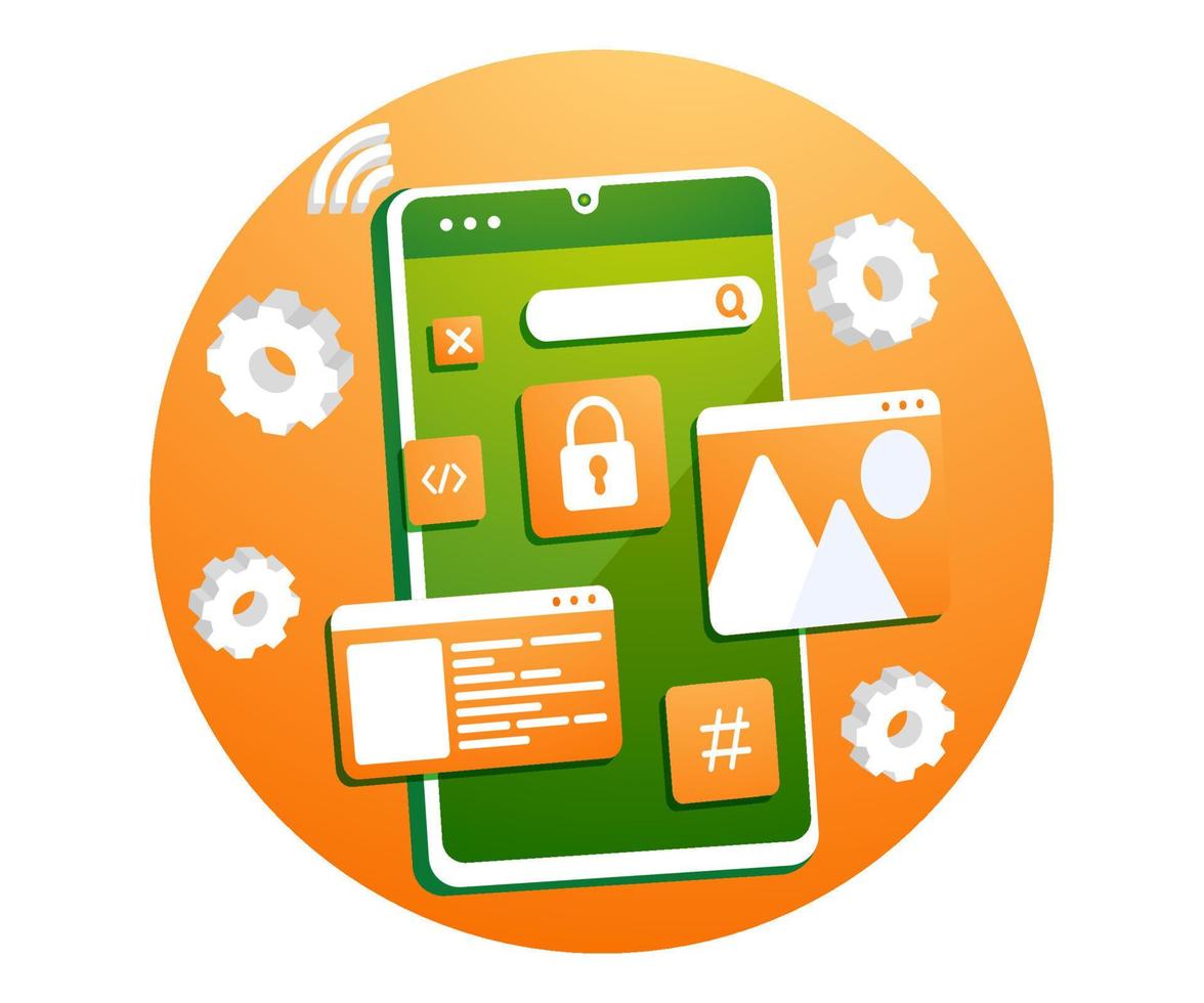 designing an application system on a smartphone vector