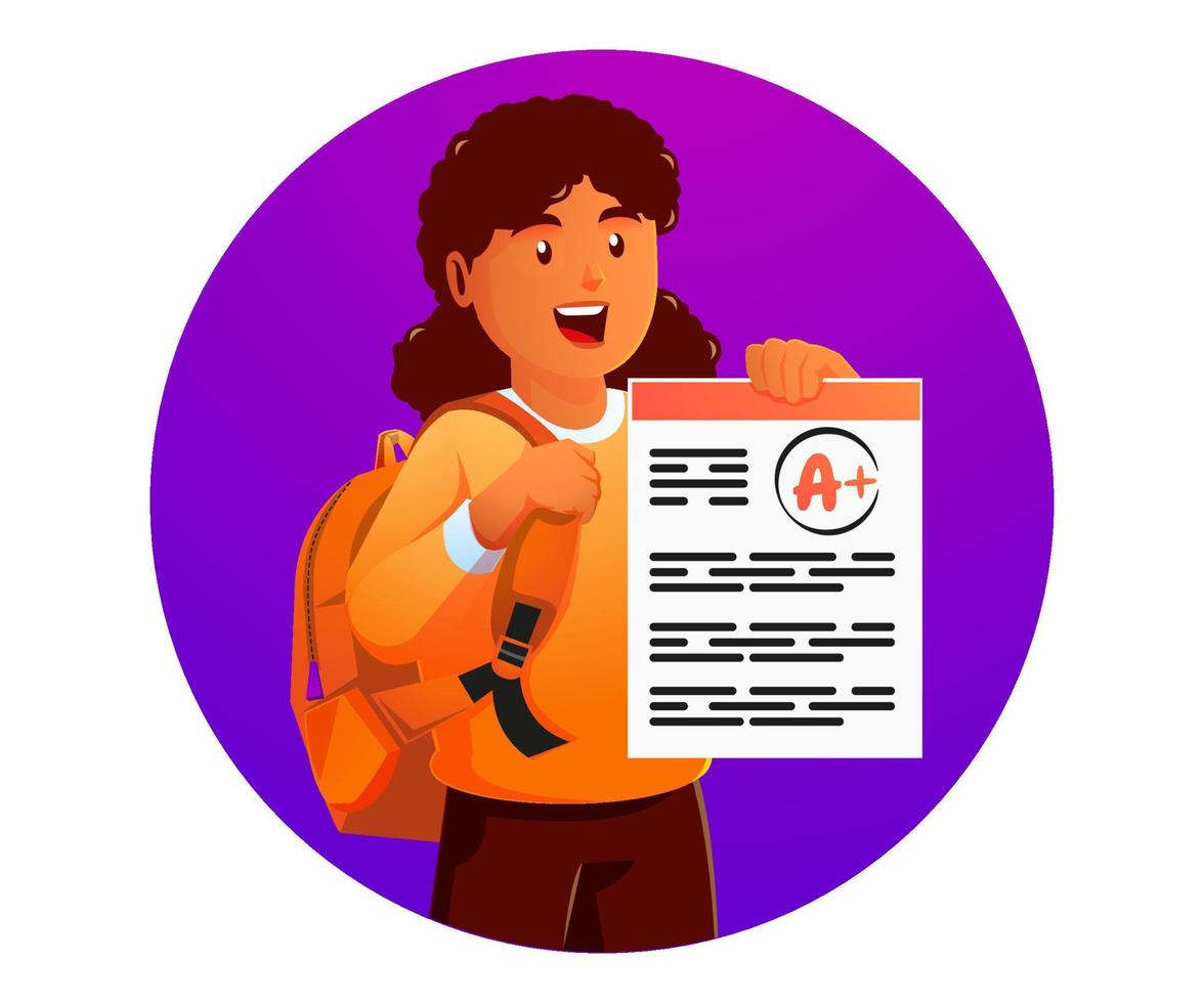 little children feel happy because they get good marks in exams vector