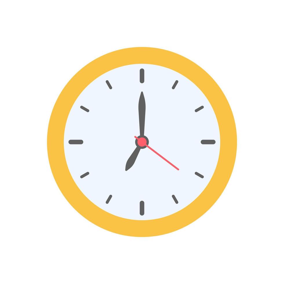 The round clock face shows the scheduled time. vector