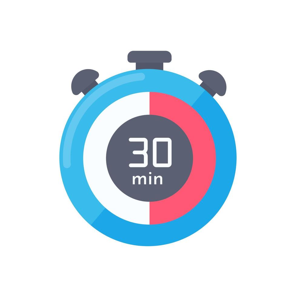 Stopwatch to set reminder time for product promotion schedule. vector