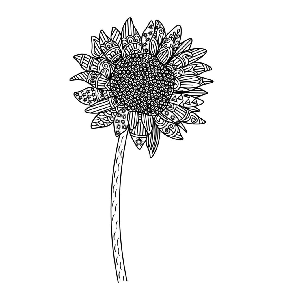 coloring page of decorative flower line art sketch of outline design on isolated white background vector