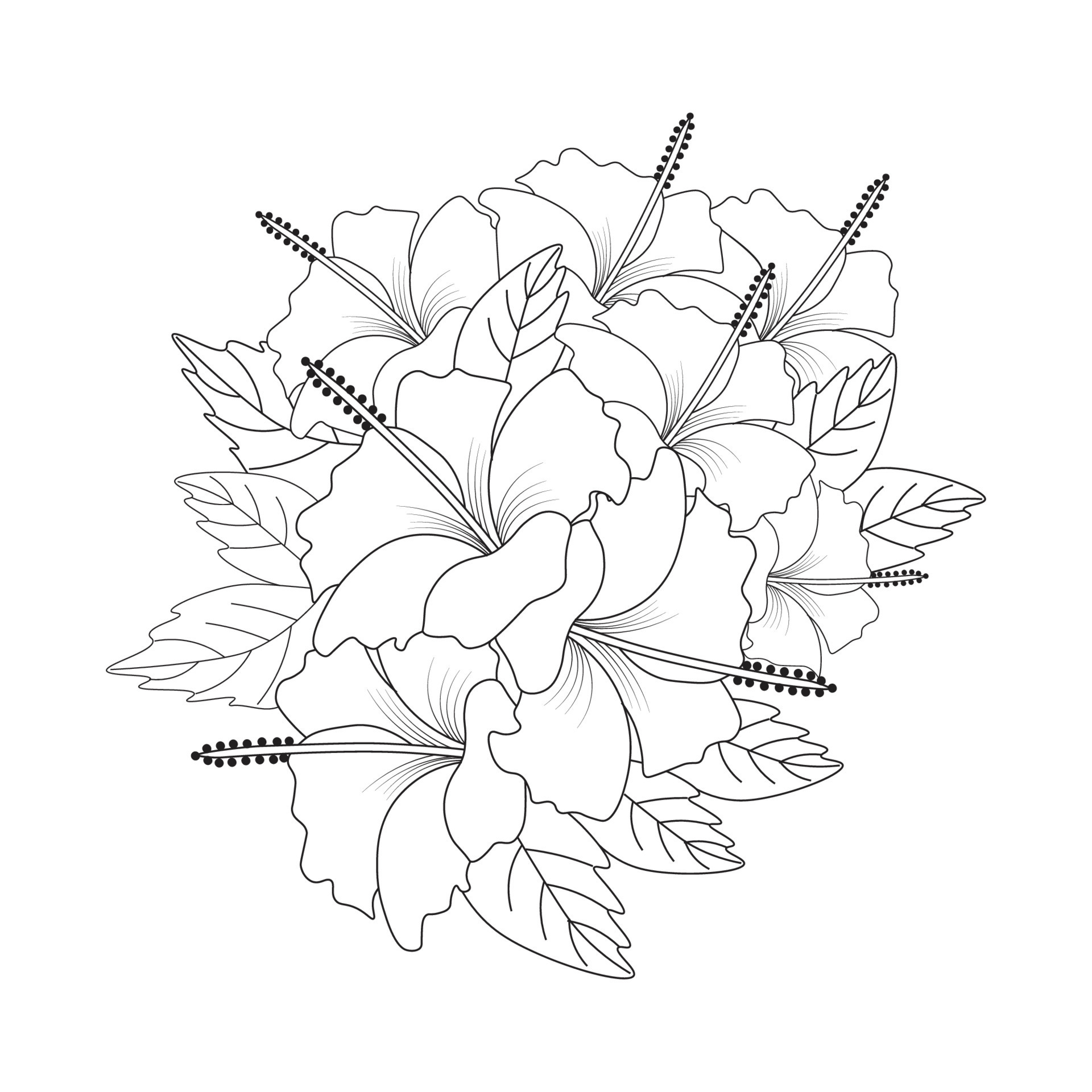 hibiscus flower tattoo outline