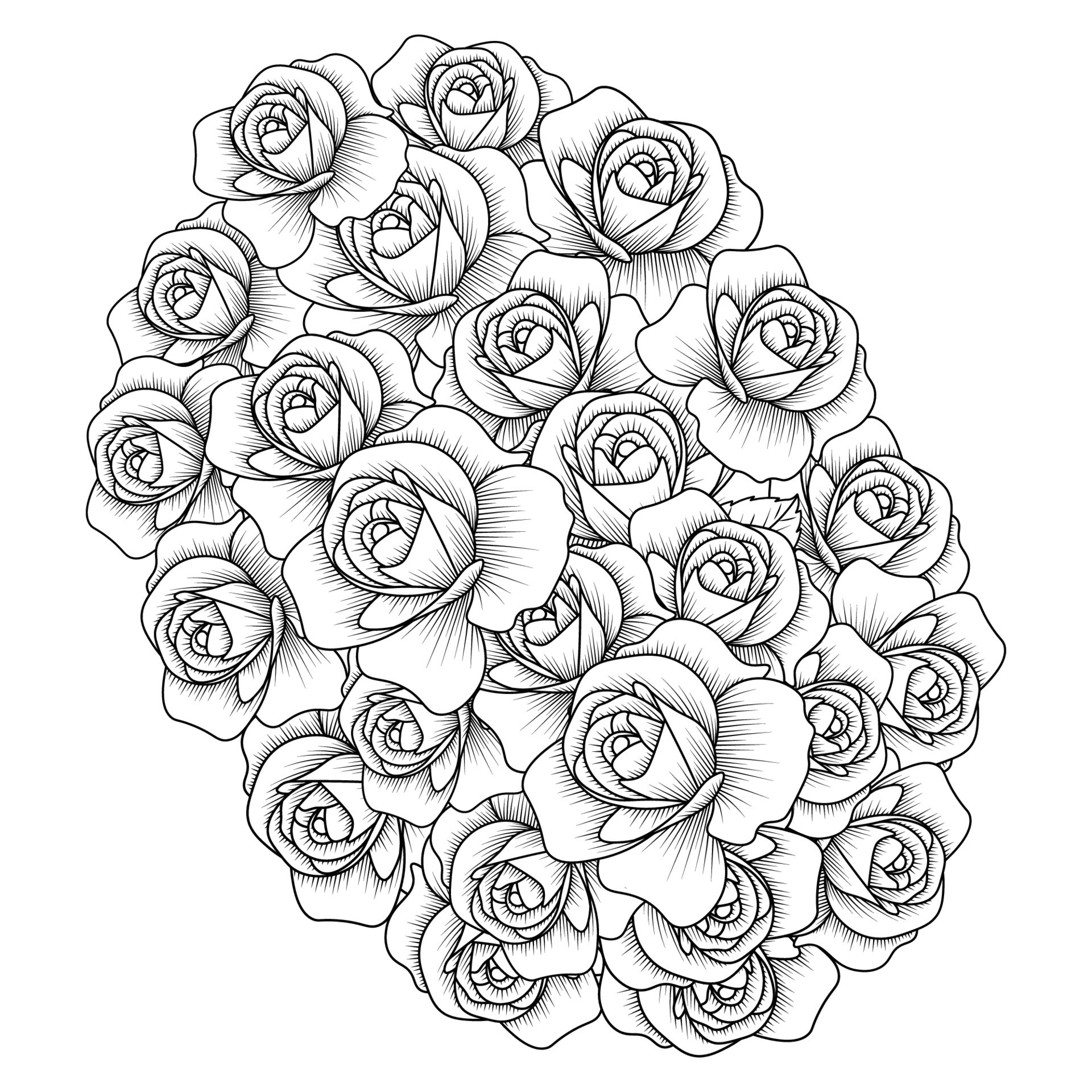 Coloring Pages For Adults Roses - Rose Flower Coloring Page Dot Line Art With Doodle Style Adult Coloring Book Illustration Vector 