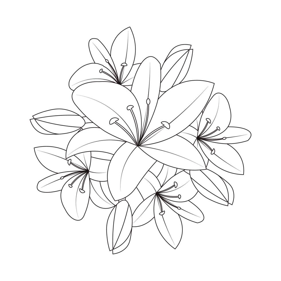 lily flower coloring page book illustration with decorative line art vector and lilium drawing flower