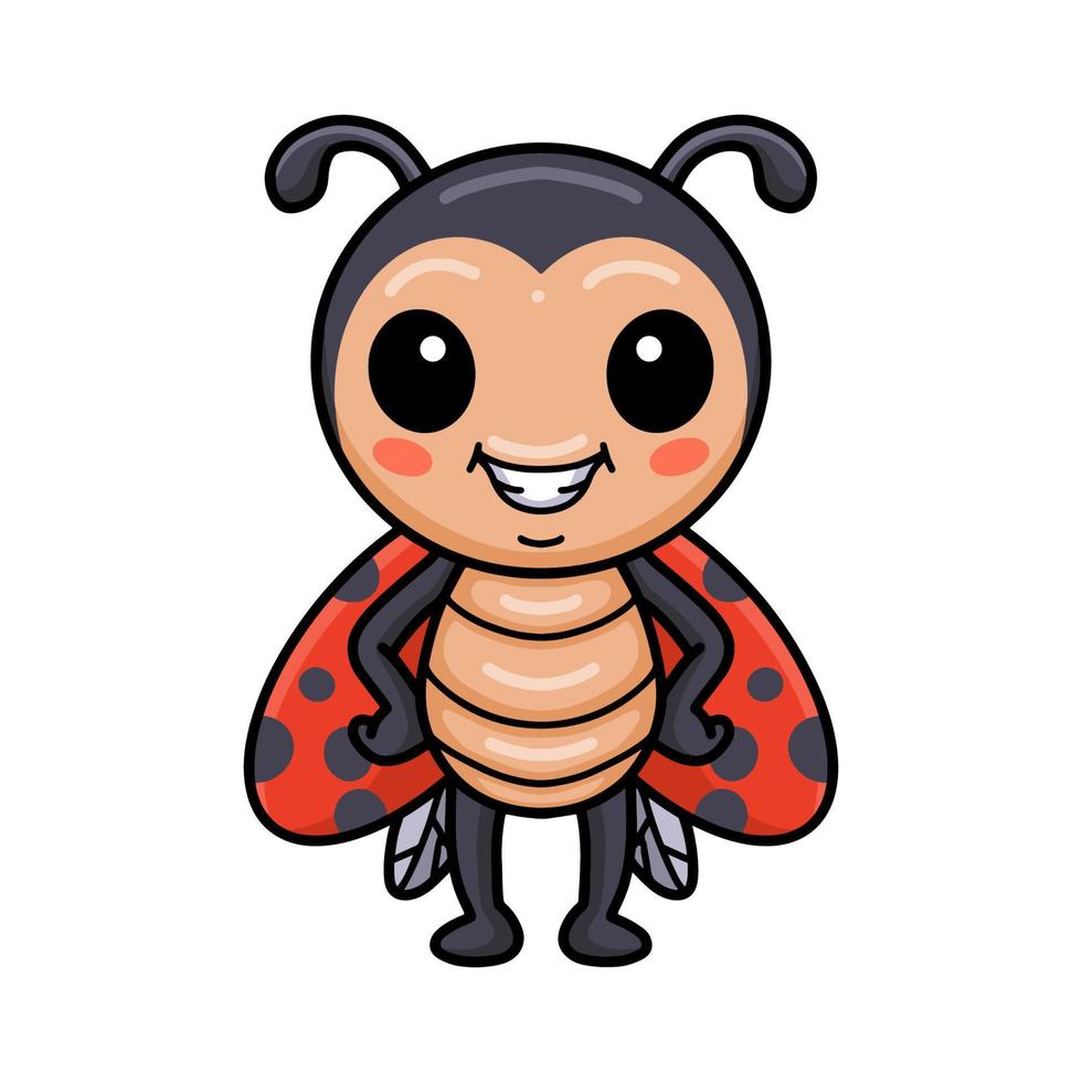 Cute little ladybug cartoon standing vector