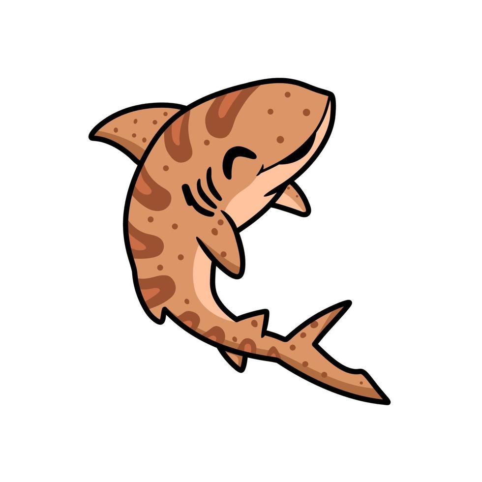 Cute tiger shark cartoon swimming vector