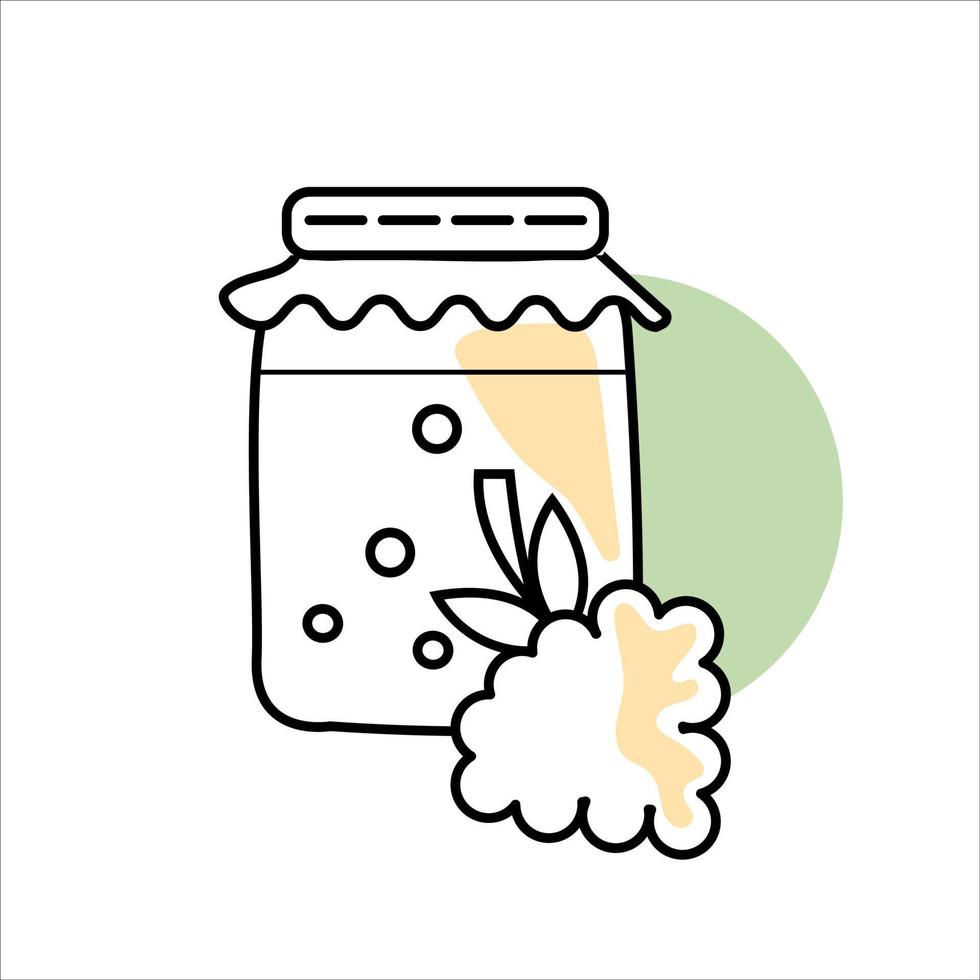 tarro de mermelada icon.frascos de vidrio con miel, gelatina y otros alimentos orgánicos enlatados. fondo de conservas dulces de icono. té con mermelada.frambuesa o mermelada de fresa.ilustración vectorial plana. vector